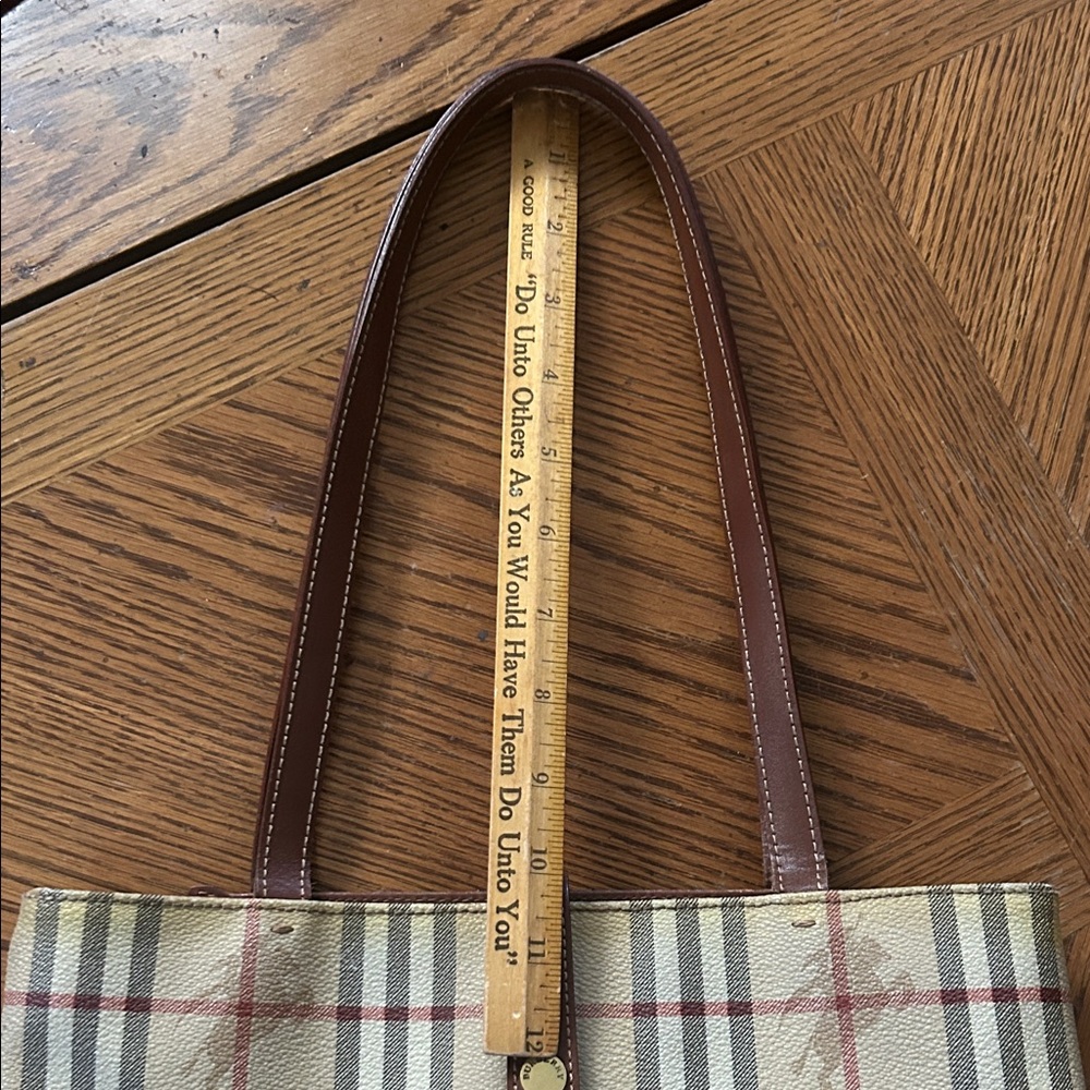 Vintage Burberry Tan and Brown Checkered Tote Bag - Picture 10 of 16